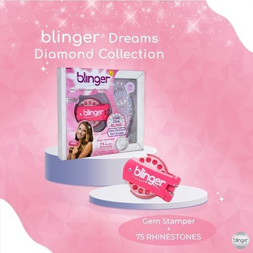 Blinger Diamond Collection pink hair gem stamper with 75 gems – Shark Tank USA product in Egypt