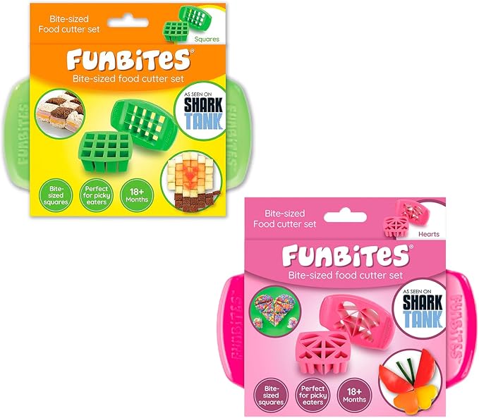 FunBites Food Cutter | Green Squares Set | As Seen on Shark Tank