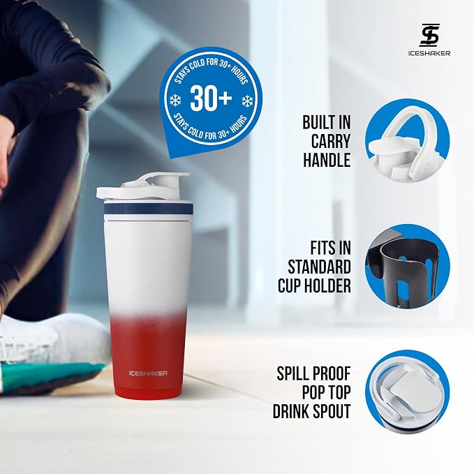 Ice Shaker 26oz black insulated stainless steel shaker bottle – Shark Tank USA product in Egypt