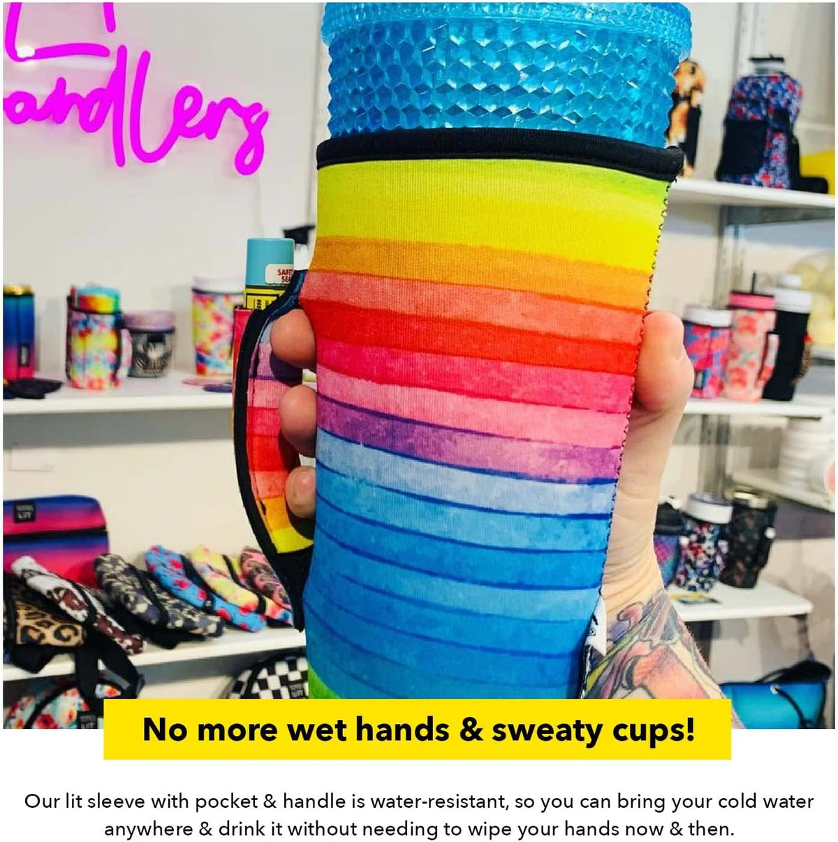 Lit Handlers 30oz neoprene tumbler sleeve with handle – Shark Tank USA product in Egypt