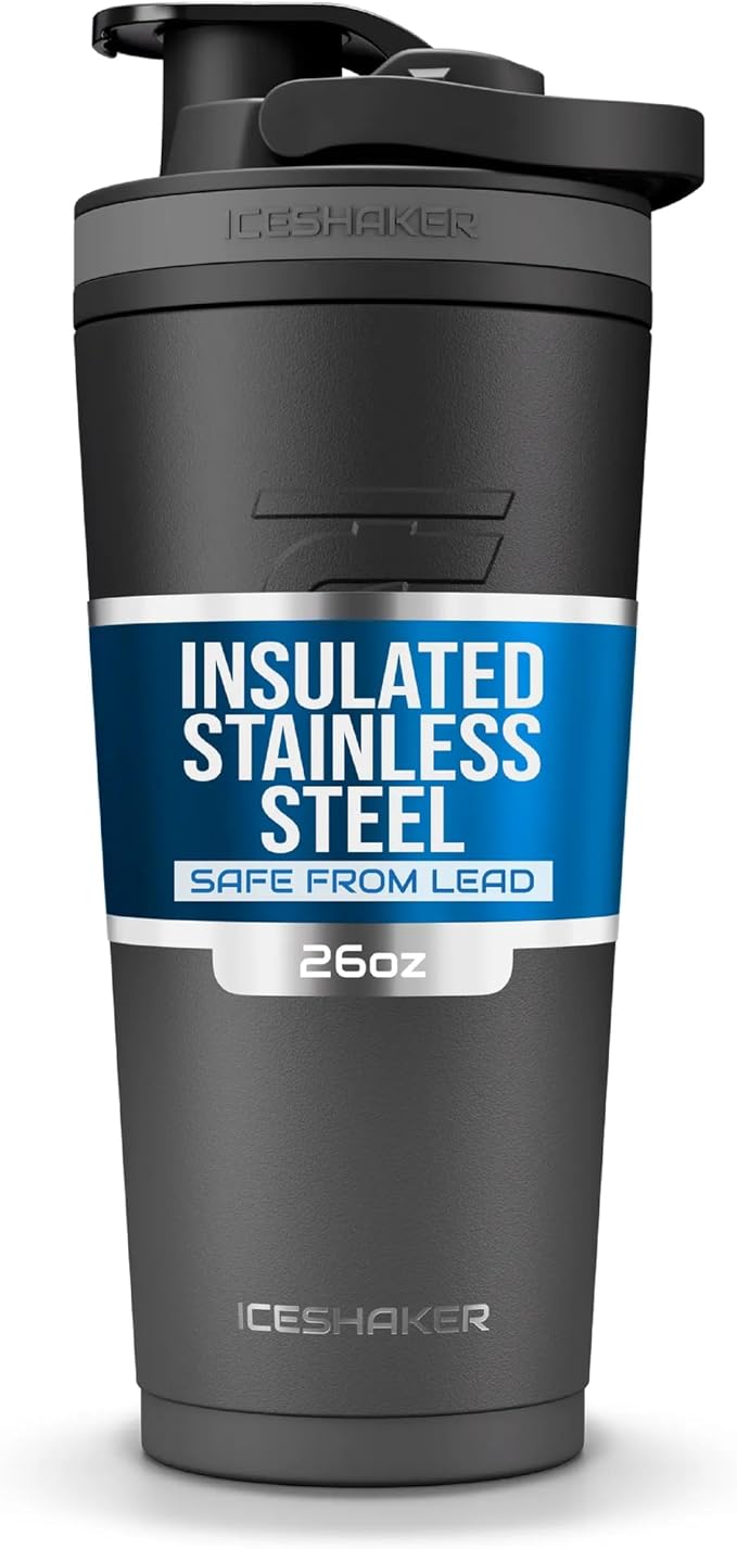 Ice Shaker 26oz black insulated stainless steel shaker bottle – Shark Tank USA product in Egypt