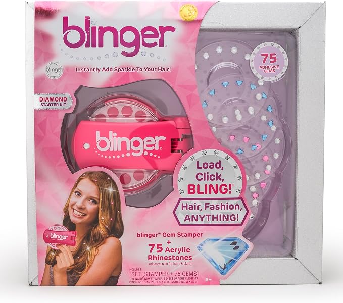 Blinger Diamond Collection pink hair gem stamper with 75 gems – Shark Tank USA product in Egypt