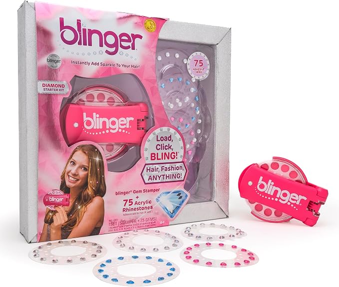 Blinger Diamond Collection pink hair gem stamper with 75 gems – Shark Tank USA product in Egypt